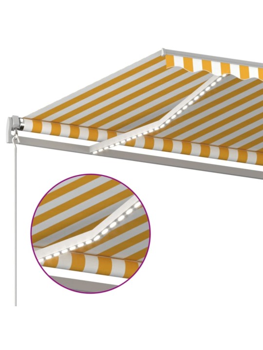 Käsitsi sissetõmmatav varikatus LED, 500x300 cm kollane, valge