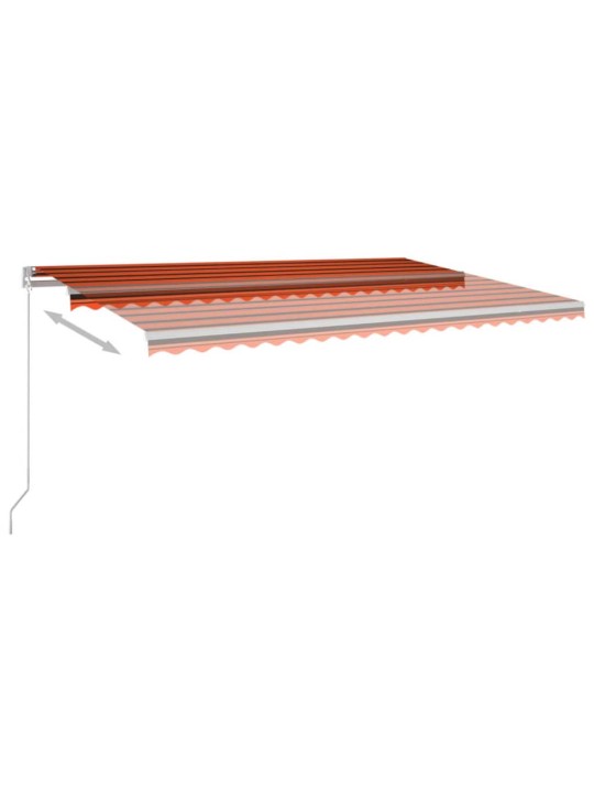 Käsitsi sissetõmmatav varikatus, led 500x300 cm oranž ja pruun