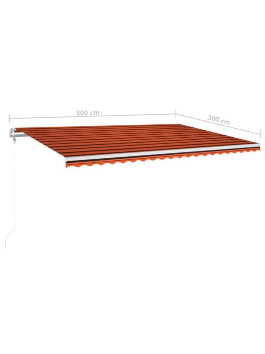 Automaatne varikatus led, tuuleandur, 500 x 300 cm oranž/pruun