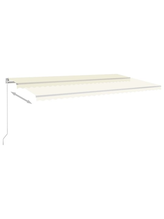 Käsitsi sissetõmmatav varikatus LED-iga, 600 x 300 cm, kreemjas