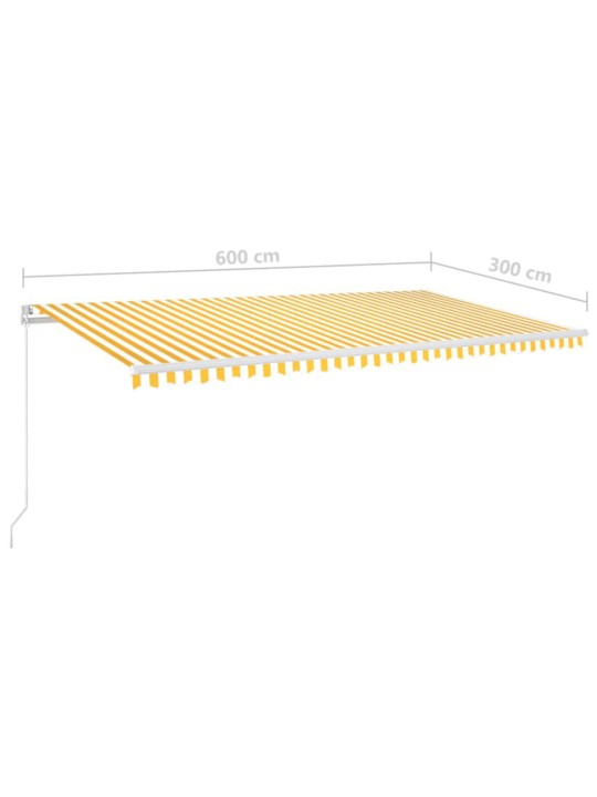 Käsitsi sissetõmmatav varikatus LED, 600x300 cm, kollane, valge