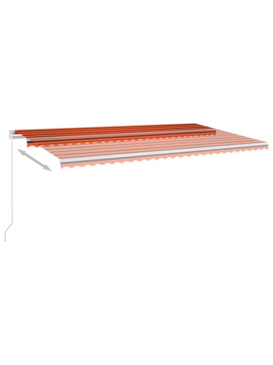 Käsitsi sissetõmmatav varikatus LED, 600x300 cm, oranž ja pruun