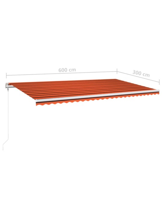 Automaatne varikatus LED, tuuleandur 600 x 300 cm, oranž/pruun