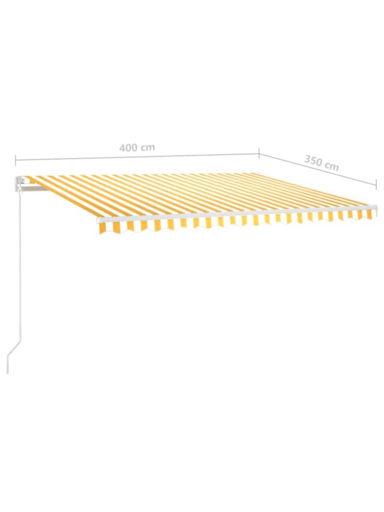 Käsitsi sissetõmmatav varikatus, 400 x 350 cm, kollane ja valge