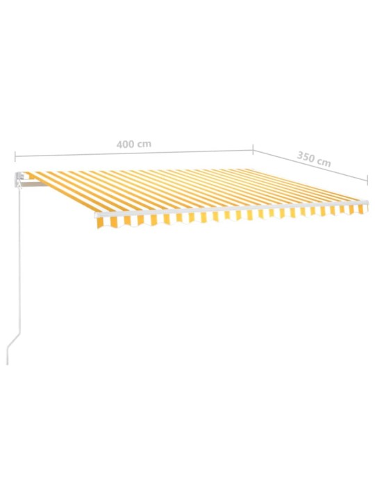 Käsitsi sissetõmmatav varikatus LEDiga 400x350 cm kollane/valge