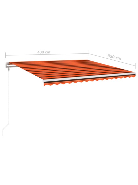 Automaatne varikatus, LED, tuuleandur, 400x350 cm, oranž/pruun