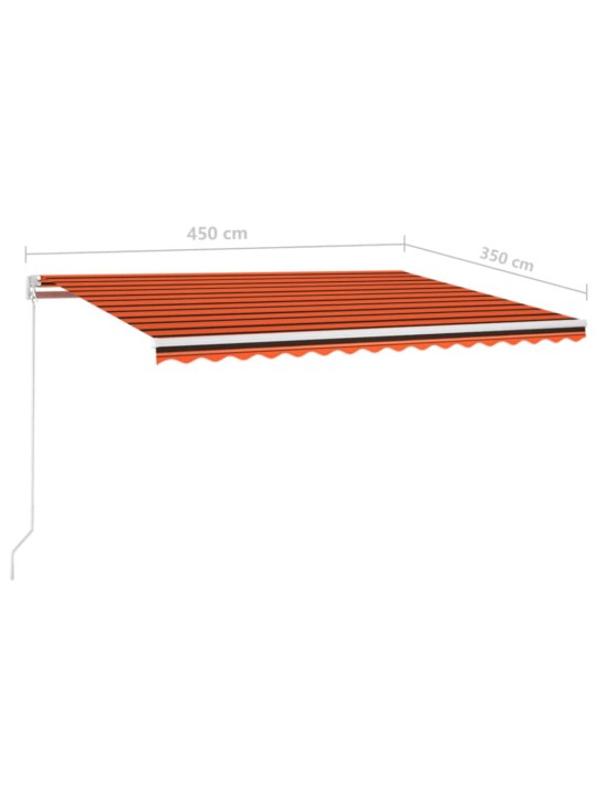 Käsitsi sissetõmmatav varikatus, 450 x 350 cm, oranž ja pruun