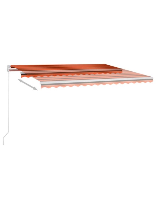 Käsitsi sissetõmmatav varikatus LED, 450x350 cm, oranž/pruun