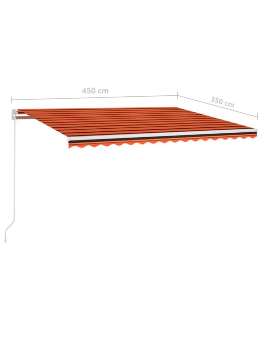 Käsitsi sissetõmmatav varikatus LED, 450x350 cm, oranž/pruun