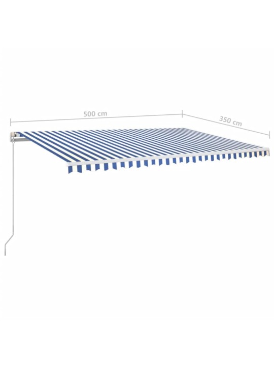 Käsitsi sissetõmmatav varikatus 500x350 cm sinine ja valge