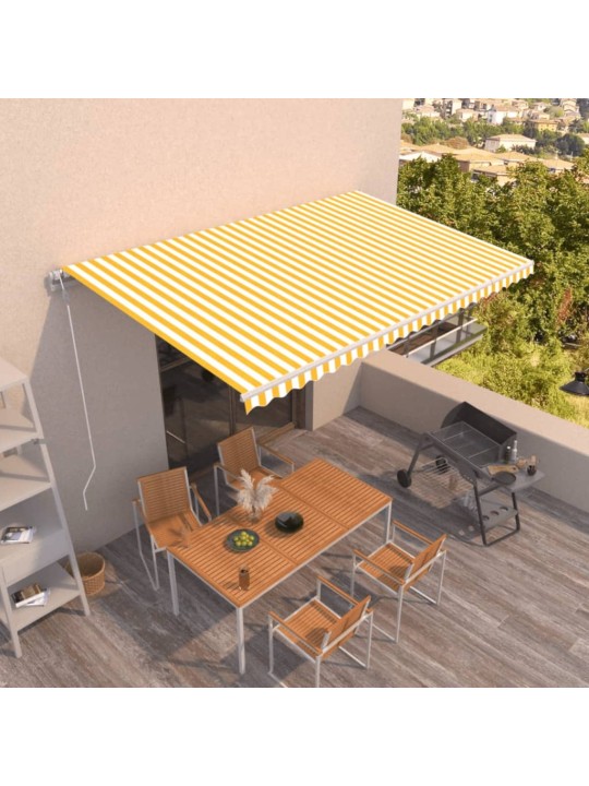 AUTOMAATSELT SISSETÕMMATAV VARIKATUS, 500X350 CM, KOLLANE/VALGE