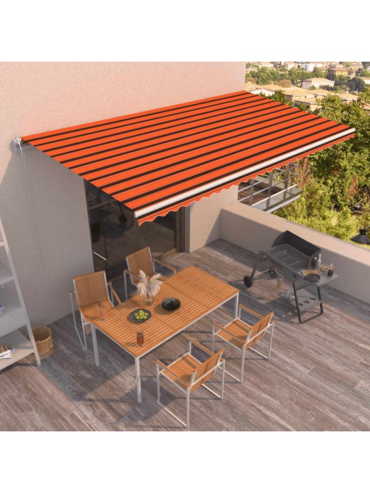 AUTOMAATSELT SISSETÕMMATAV VARIKATUS 600X350 CM, ORANŽ JA PRUUN