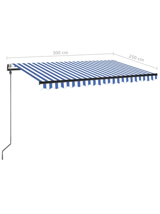 Automaatne varikatus, tuuleandur, LED, 300x250 cm sinine, valge