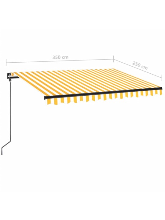 Käsitsi sissetõmmatav varikatus, LED, 350x250 cm kollane, valge