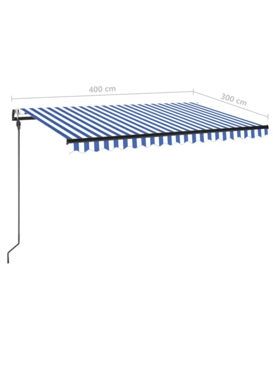 Automaatne varikatus, led, tuuleandur, 400x300 cm, sinine/valge