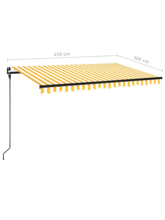 Käsitsi sissetõmmatav varikatus, LED, 450x300 cm kollane, valge