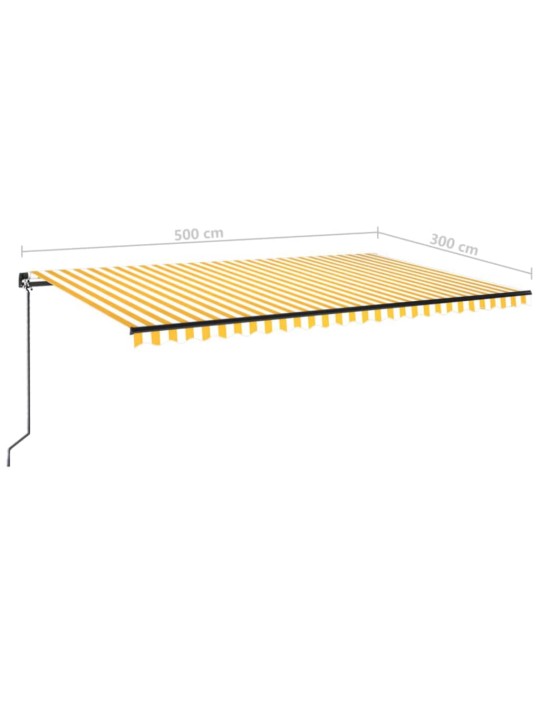 Käsitsi sissetõmmatav varikatus led, 500x300 cm kollane, valge