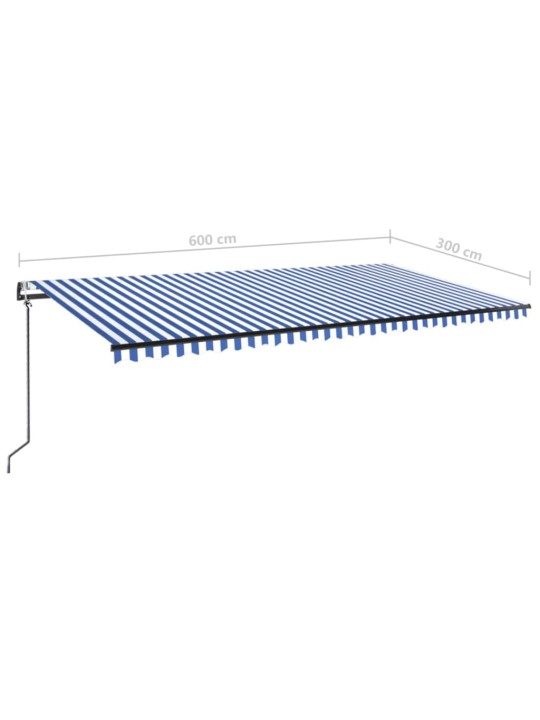 Automaatne varikatus, LED, tuuleandur, 600x300 cm, sinine/valge