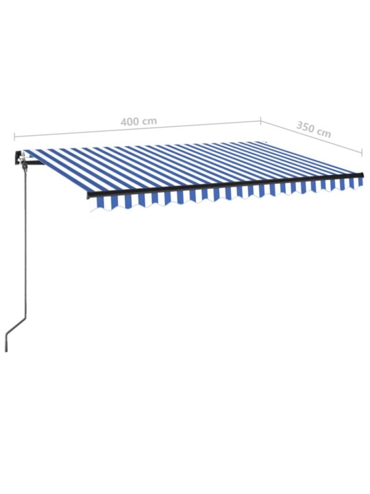 Käsitsi sissetõmmatav varikatus, 400 x 350 cm, sinine ja valge