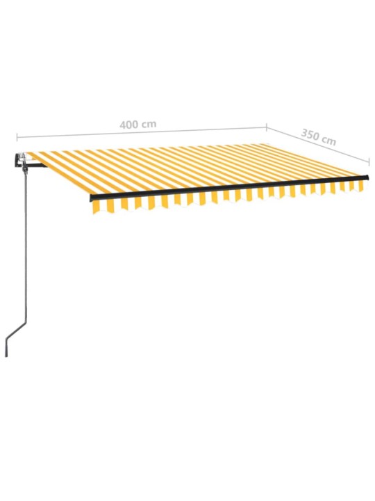 Automaatselt sissetõmmatav varikatus 400x350cm kollane ja valge