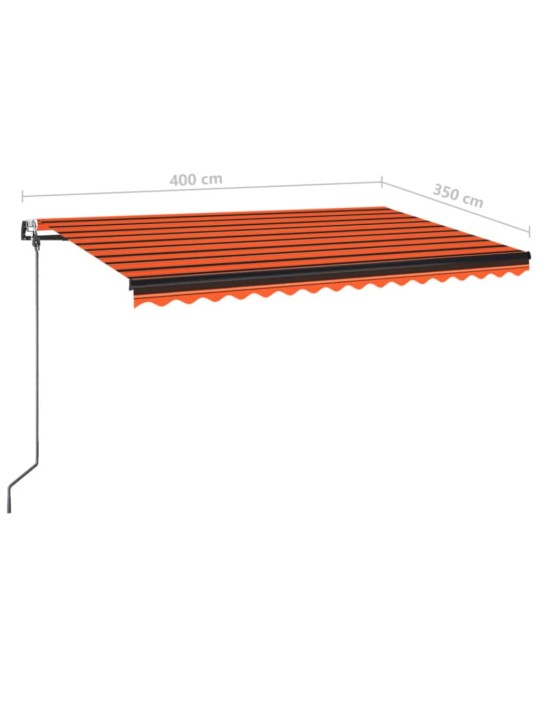 Automaatne varikatus, LED, tuuleandur, 400x350 cm, oranž/pruun