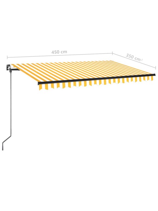 Käsitsi sissetõmmatav varikatus led, 450x350 cm, kollane/valge