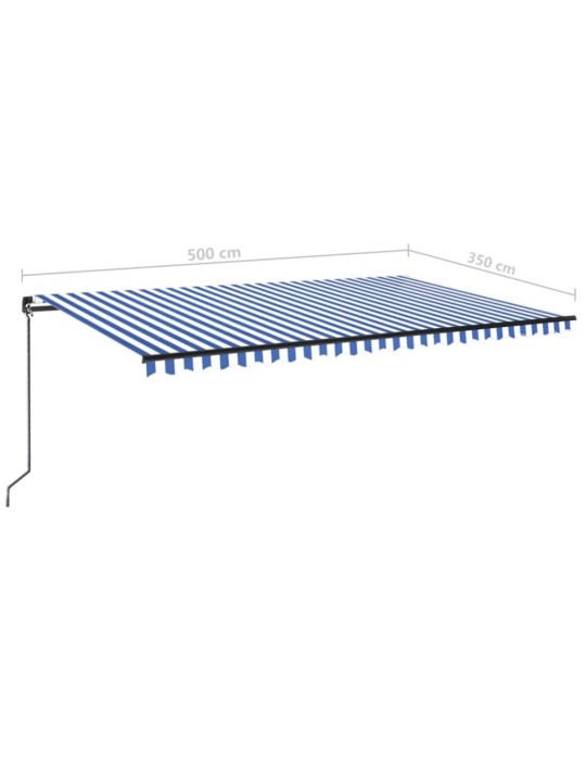 Käsitsi sissetõmmatav varikatus 500x350 cm sinine ja valge