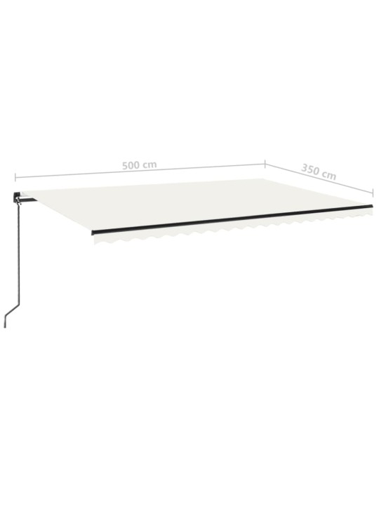 Käsitsi sissetõmmatav varikatus led-iga, 500 x 350 cm, kreemjas