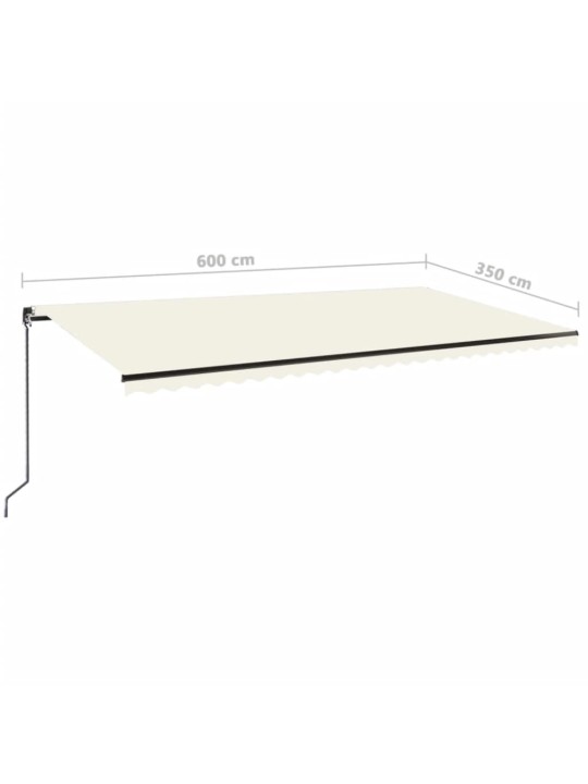 Käsitsi sissetõmmatav varikatus led-iga, 600 x 350 cm, kreemjas