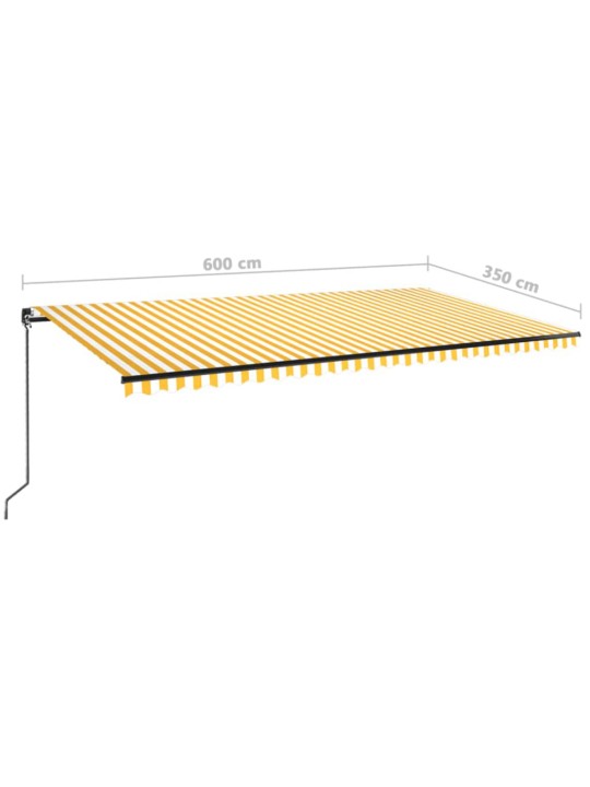 Käsitsi sissetõmmatav varikatus led, 600x350 cm, kollane/valge