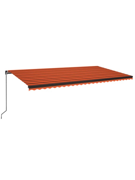 Käsitsi sissetõmmatav varikatus LED, 600x350 cm, oranž ja pruun