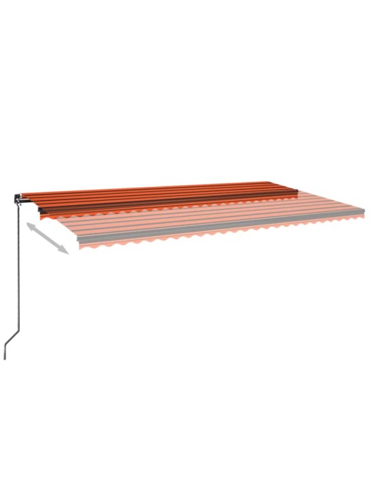 Käsitsi sissetõmmatav varikatus LED, 600x350 cm, oranž ja pruun