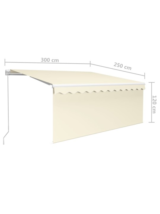 Käsitsi sissetõmmatav varikatus ruloo & led, 3x2,5 m, kreemjas