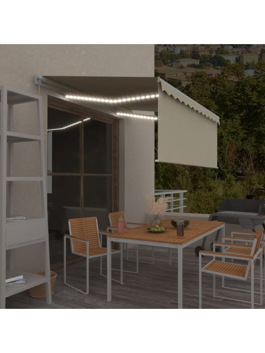 Käsitsi sissetõmmatav varikatus ruloo & led, 3x2,5 m, kreemjas