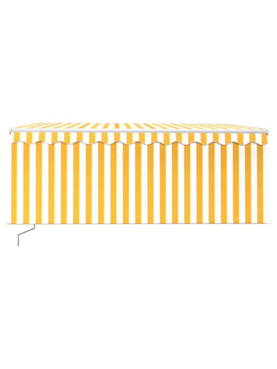 Sissetõmmatav varikatus rulooga&led, 3x2,5 m, kollane/valge