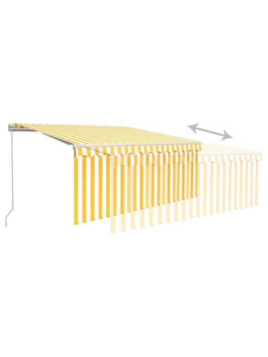 Sissetõmmatav varikatus rulooga&led, 3x2,5 m, kollane/valge