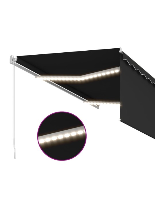 Käsitsi sissetõmmatav varikatus ruloo & led,3x2,5 m, antratsiit