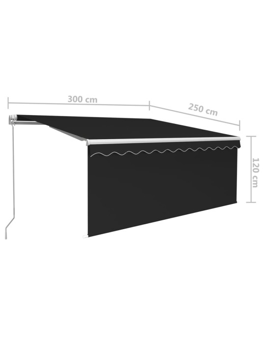 Käsitsi sissetõmmatav varikatus ruloo & led,3x2,5 m, antratsiit