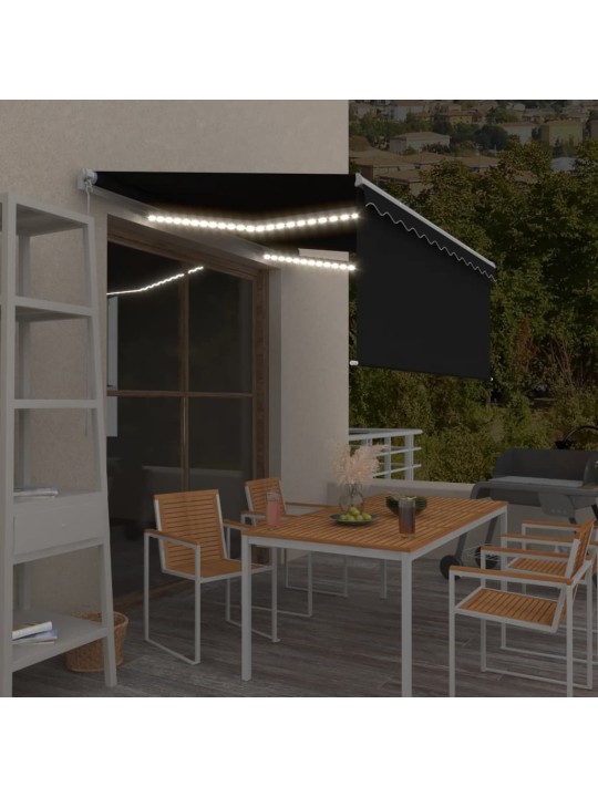 Käsitsi sissetõmmatav varikatus ruloo & led,3x2,5 m, antratsiit