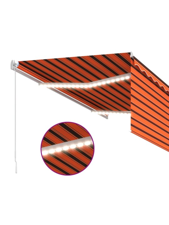 Sissetõmmatav varikatus rulooga&led, 3x2,5 m, oranž/pruun