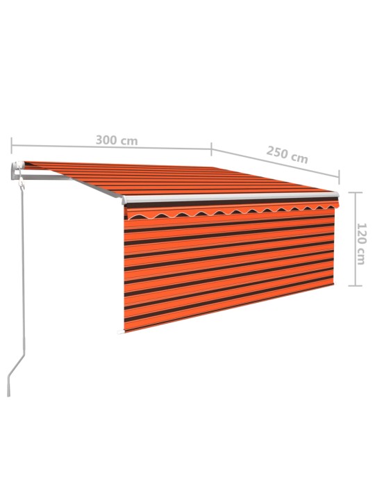 Automaatne varikatus rulooga, 3x2,5 m, oranž/pruun