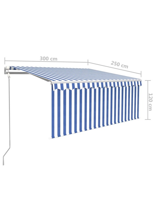 Automaatne varikatus, tuuleandur, led, 3x2,5 m sinine, valge