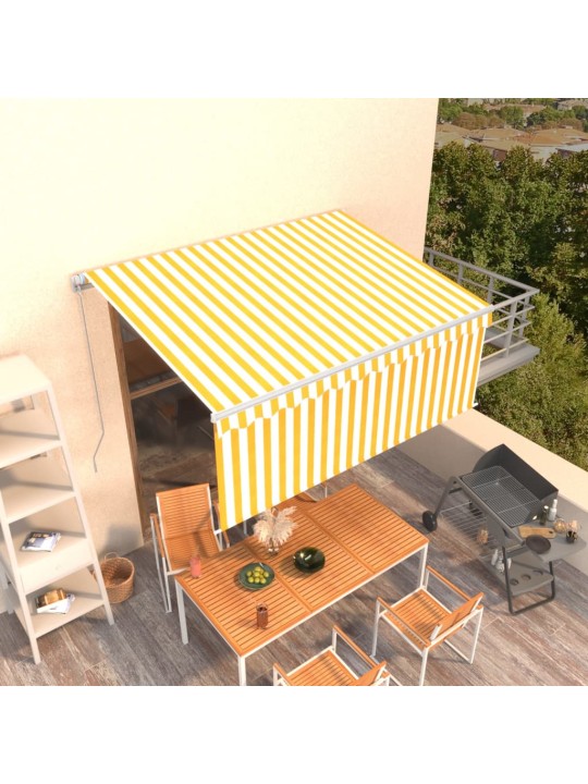 Käsitsi sissetõmmatav varikatus, 3,5x2,5m, kollane/valge
