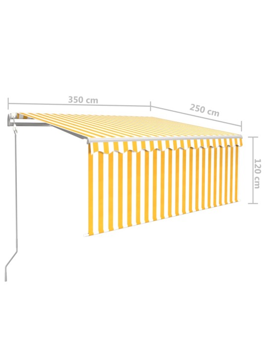 Automaatne varikatus rulooga, 3,5x2,5m, kollane ja valge