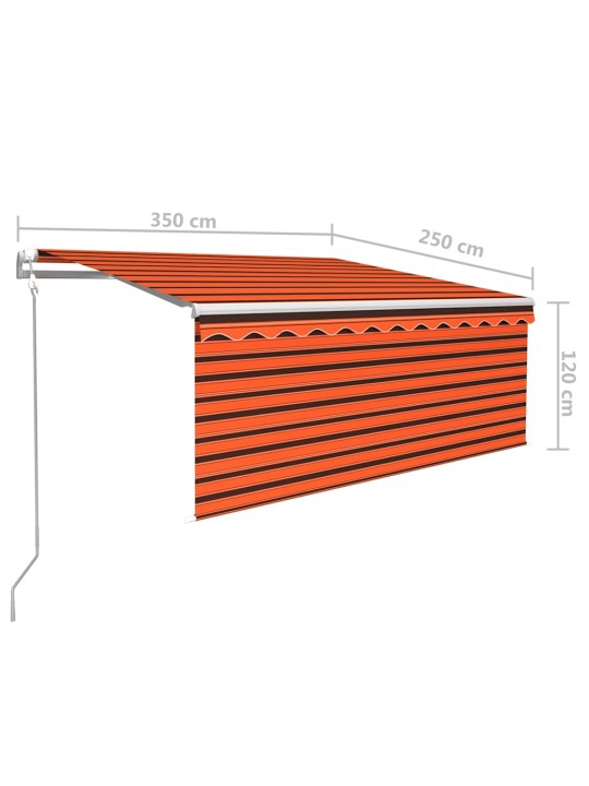 Automaatne varikatus rulooga, 3,5 x 2,5 m, oranž ja pruun