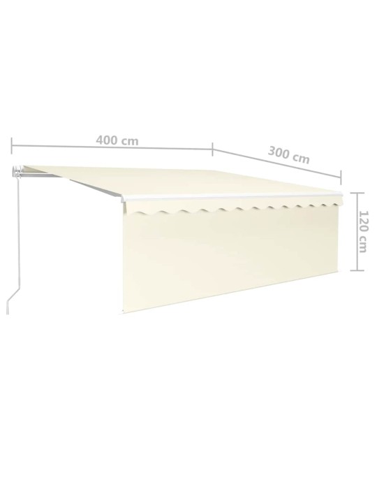 Käsitsi sissetõmmatav varikatus ruloo&led, 4x3m, kreemjas