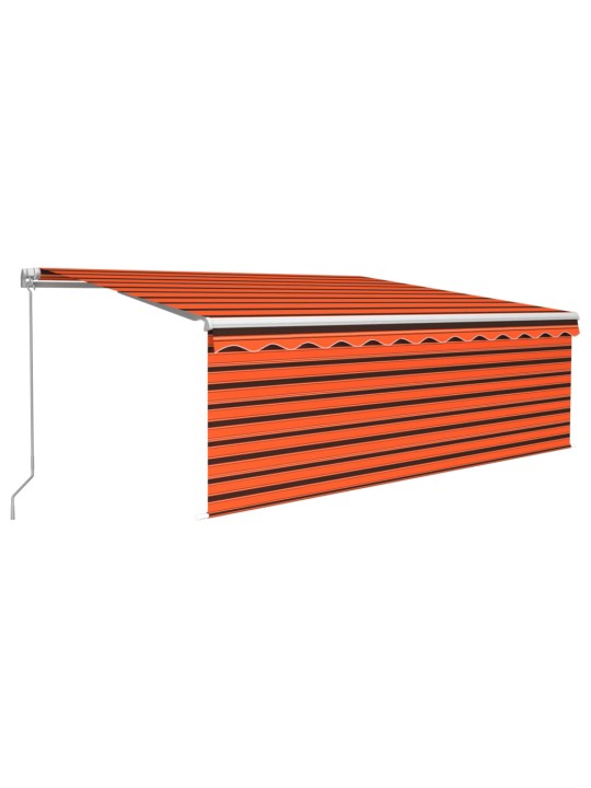Käsitsi sissetõmmatav varikatus ruloo&led, 4x3m, oranž/pruun