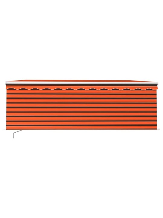 Käsitsi sissetõmmatav varikatus ruloo&led, 4x3m, oranž/pruun