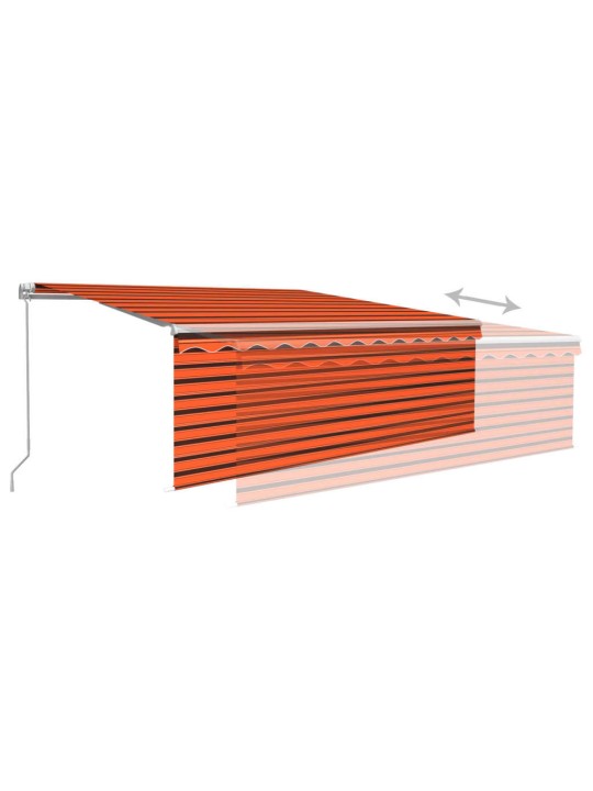 Käsitsi sissetõmmatav varikatus ruloo&led, 4x3m, oranž/pruun