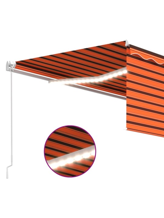 Käsitsi sissetõmmatav varikatus ruloo&led, 4x3m, oranž/pruun